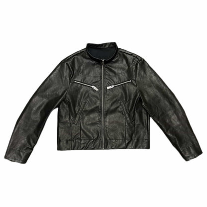 Chaqueta de cuero QAOS® en negro