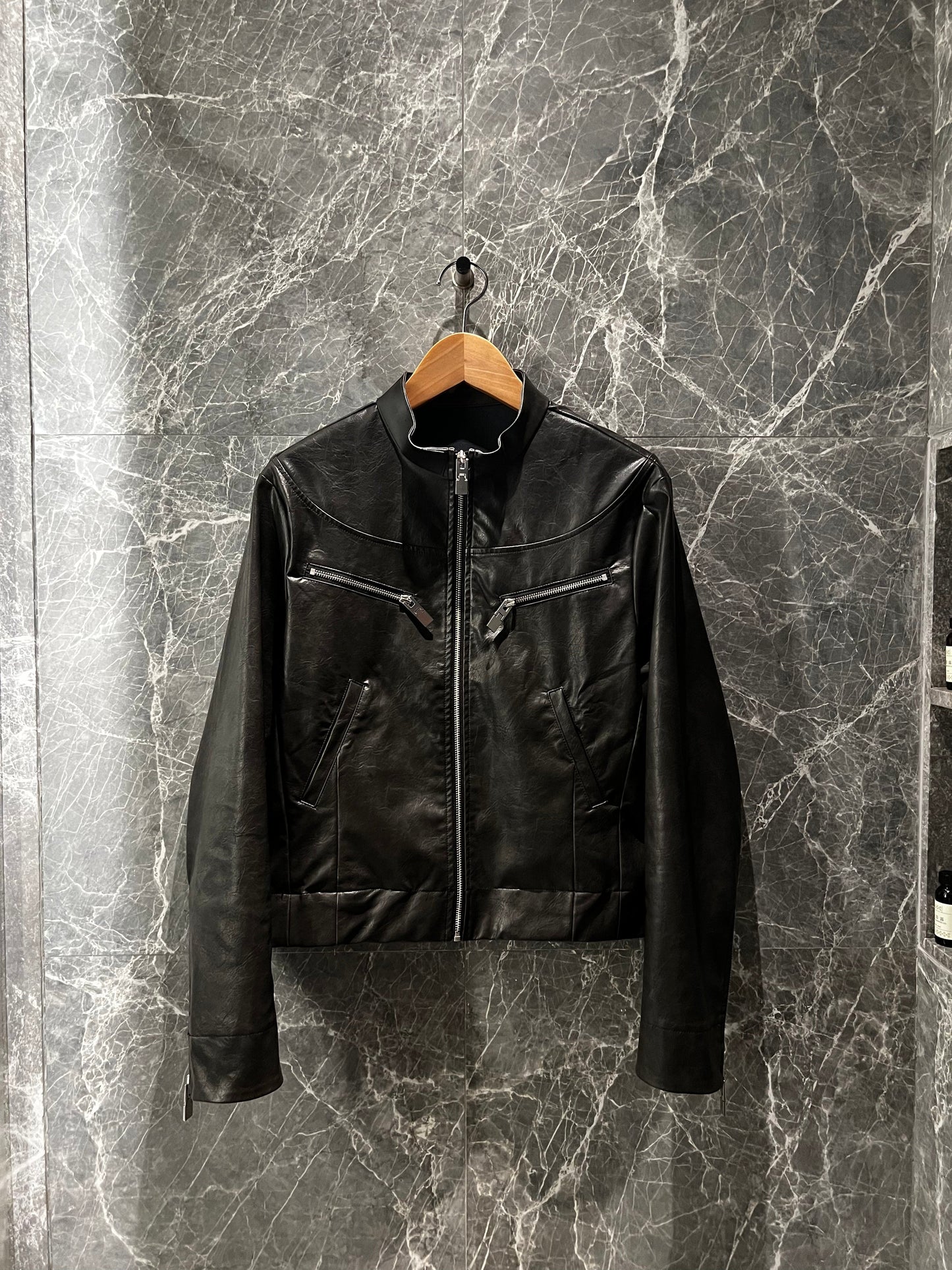 QAOS® Leather Jacket in Black