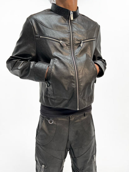 QAOS® Leather Jacket in Black