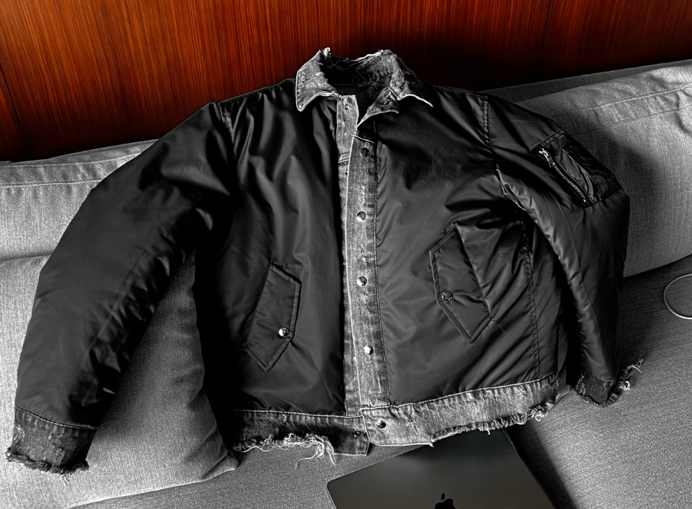 Denim Bomber Reversal Jacket in Black