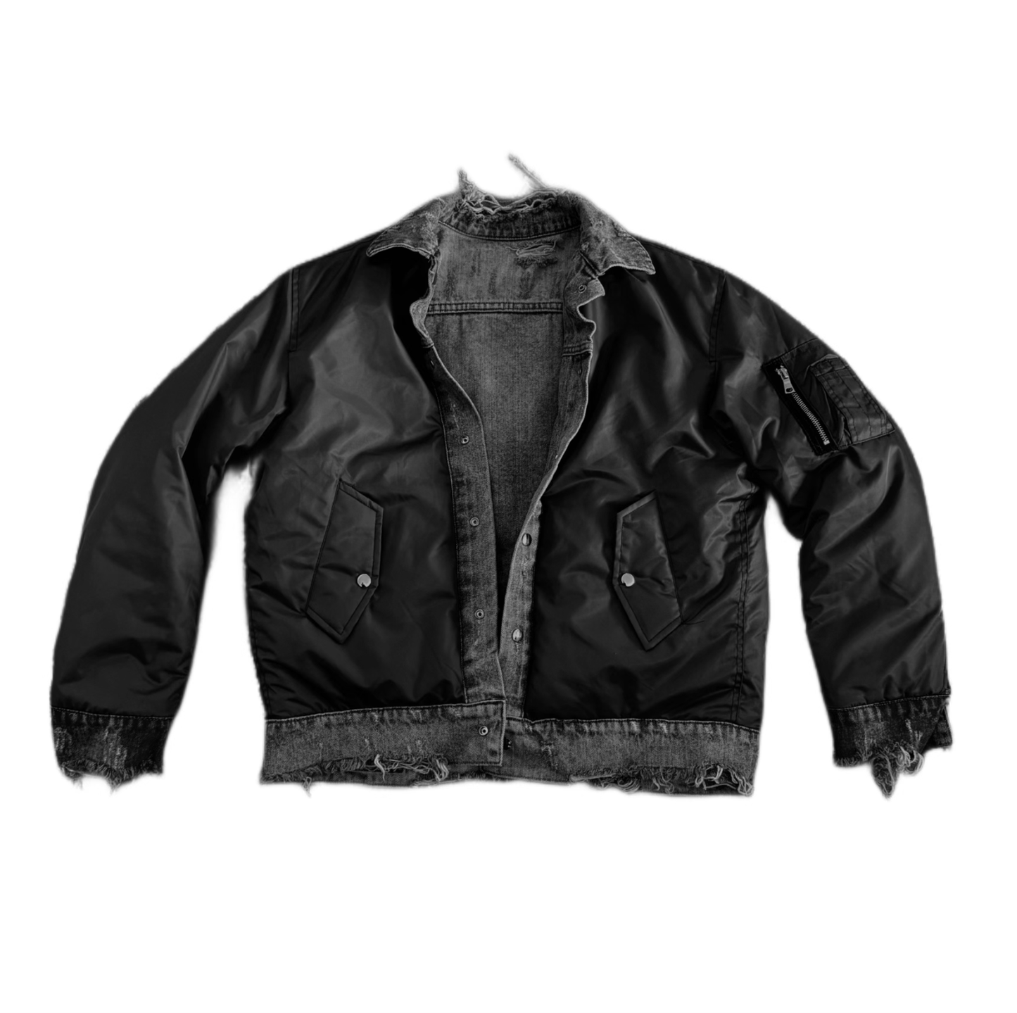 Denim Bomber Reversal Jacket in Black